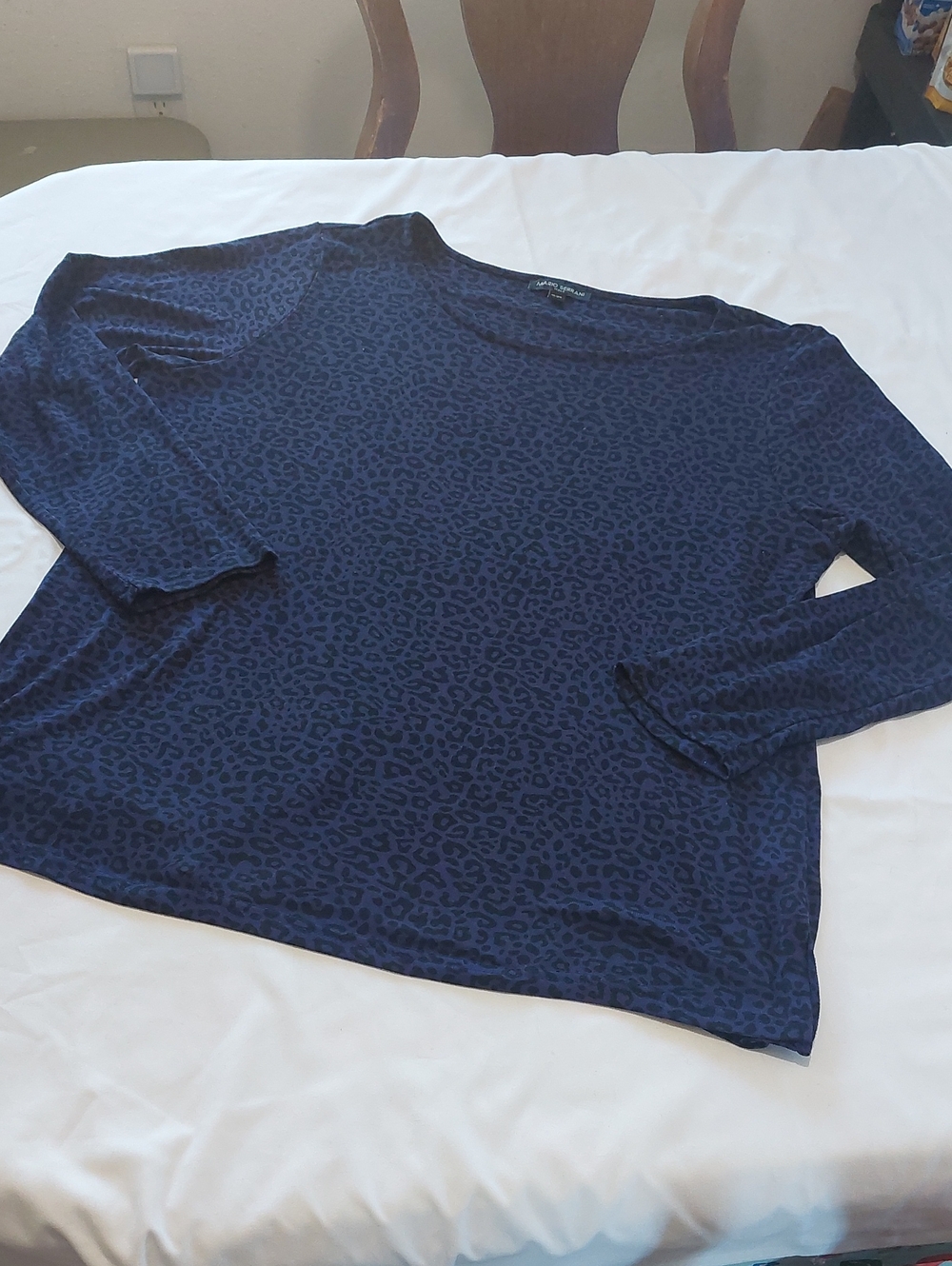 Mario Serrani Leopard-Print Long Sleeve Women's Top.Xl